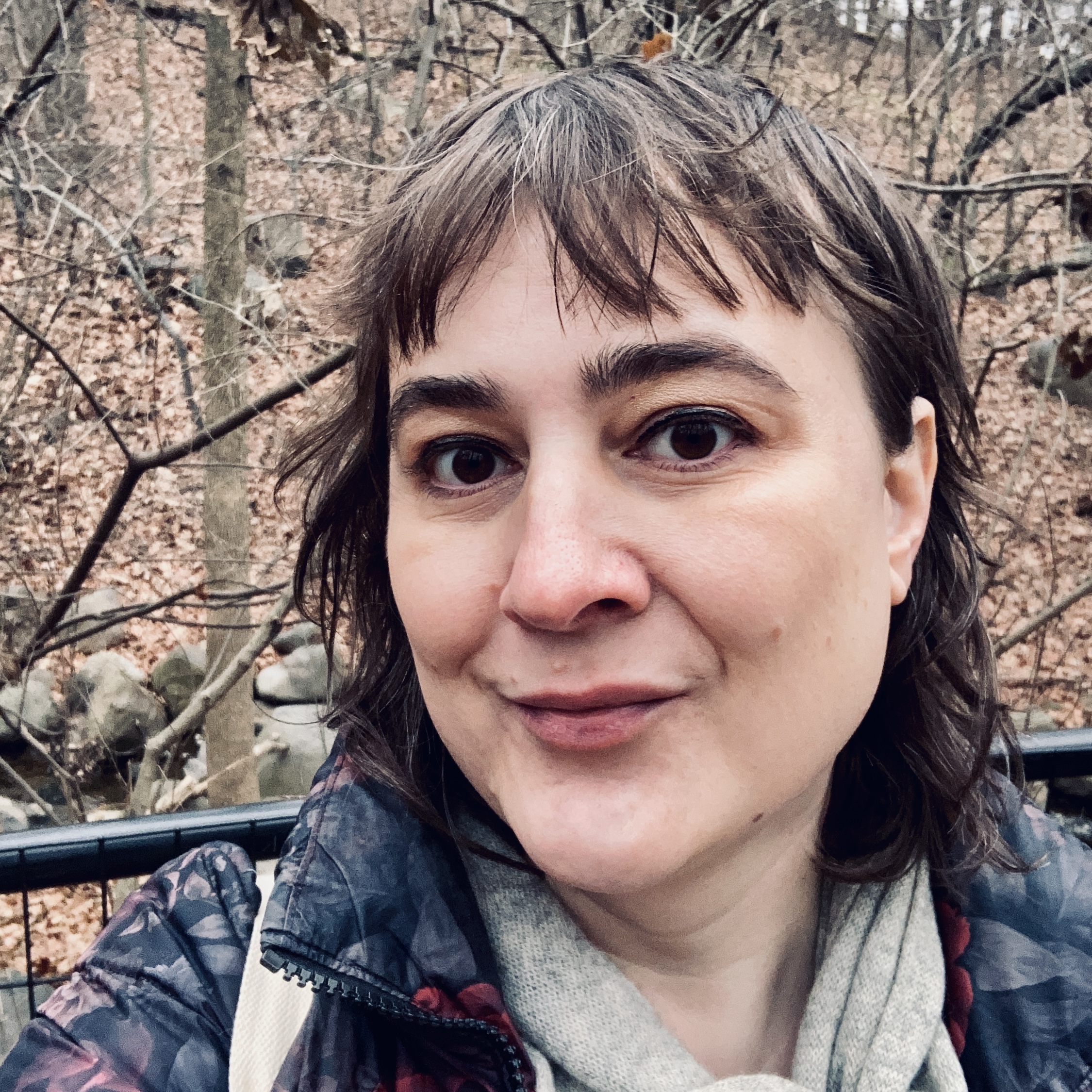 A woman smiling