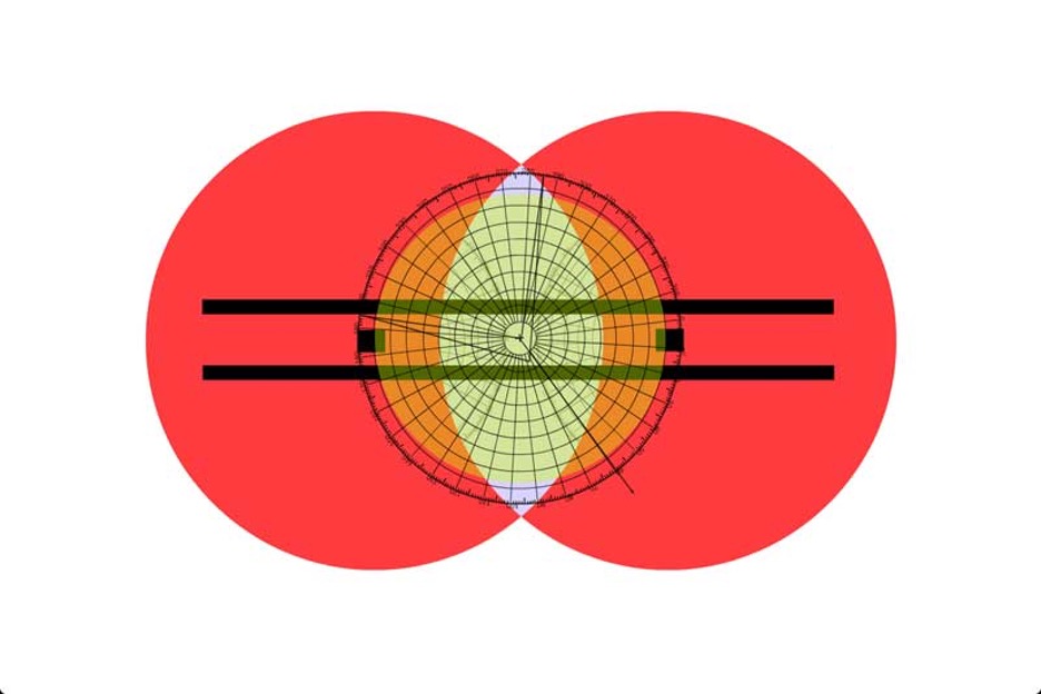 A visual representation with overlapping circles and a grid pattern