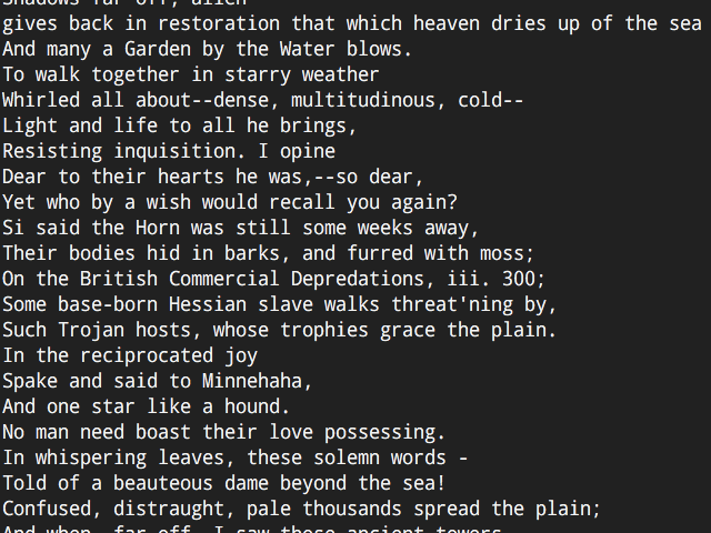 stream of lines of poetry